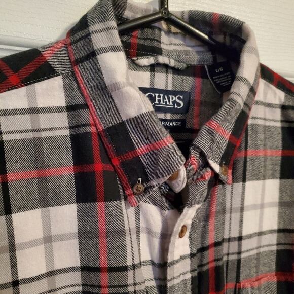 CHAPS Men's Long sleeved plaid flannel shirt Button up sz.LG - Picture 3 of 6